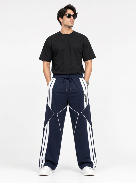 Export Quality Navy Blue White Track Trouser | Skopol