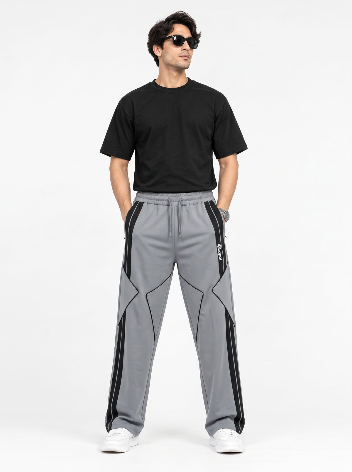 Export Quality Grey Black Track Trouser | Skopol